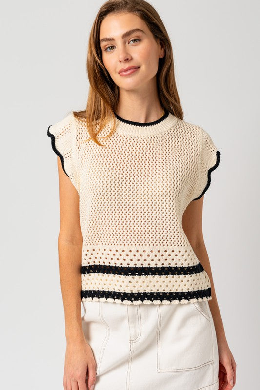 Black & White Cap Sleeve Sweater