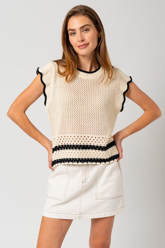 Black & White Cap Sleeve Sweater