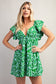 Lime Lush Ruffled Mini Dress (Green/Blue Multi)