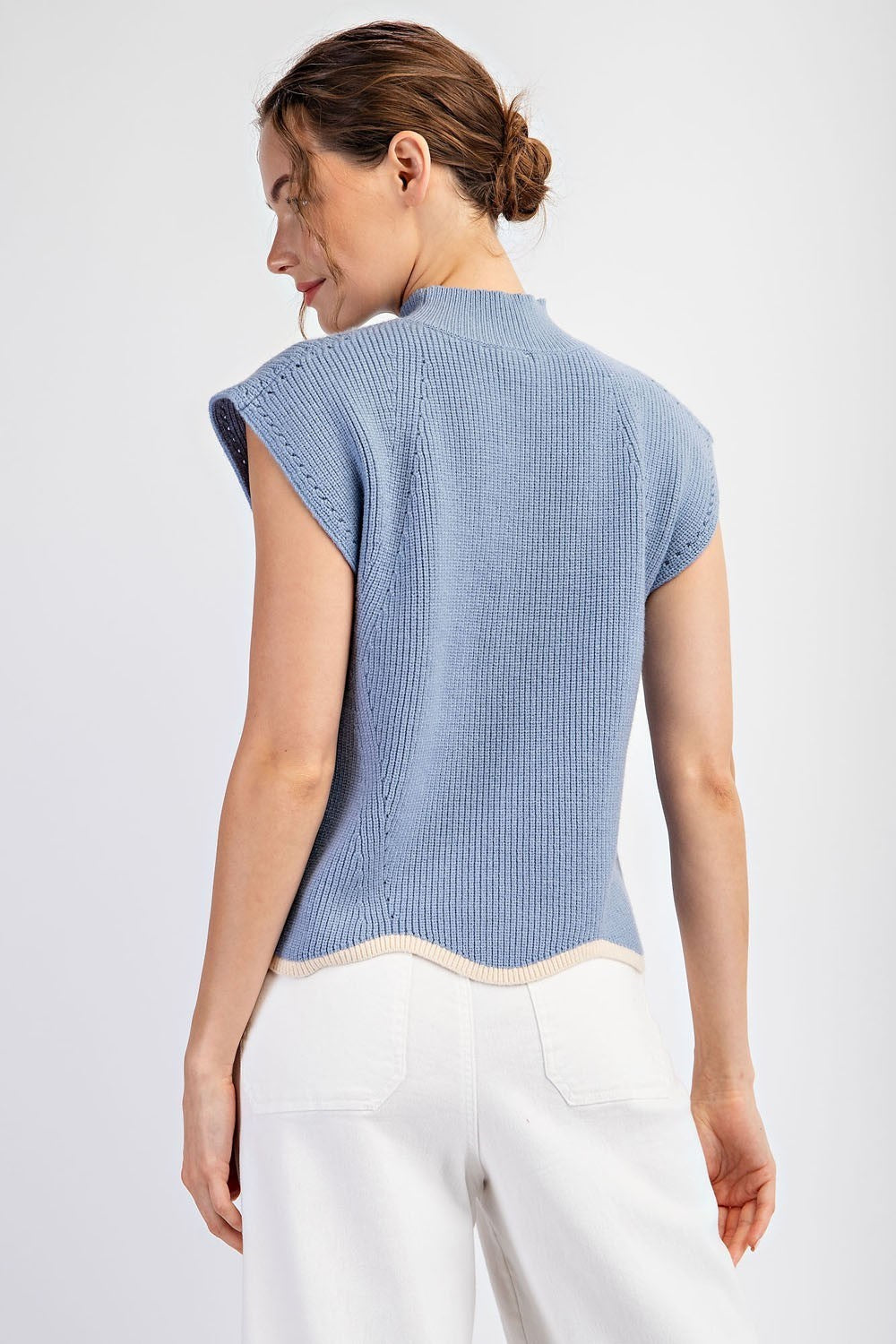 Timeless Tales Denim Mock Neck Sweater